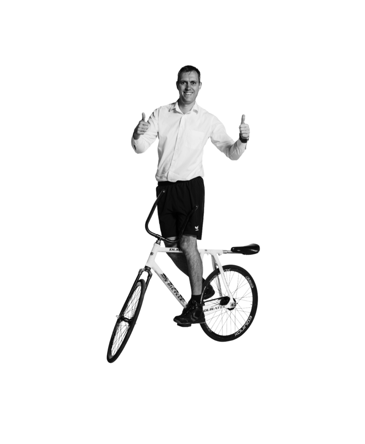 1zu1sales employee Michael Eiler with his hobby of playing bicycle polo.