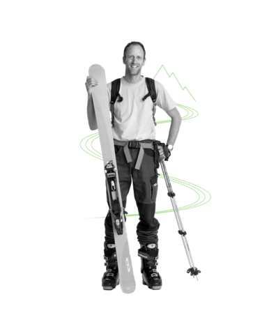 1zu1innovationsmanager Markus Schrittwieser mit seinem Hobby dem Skitourengehen.