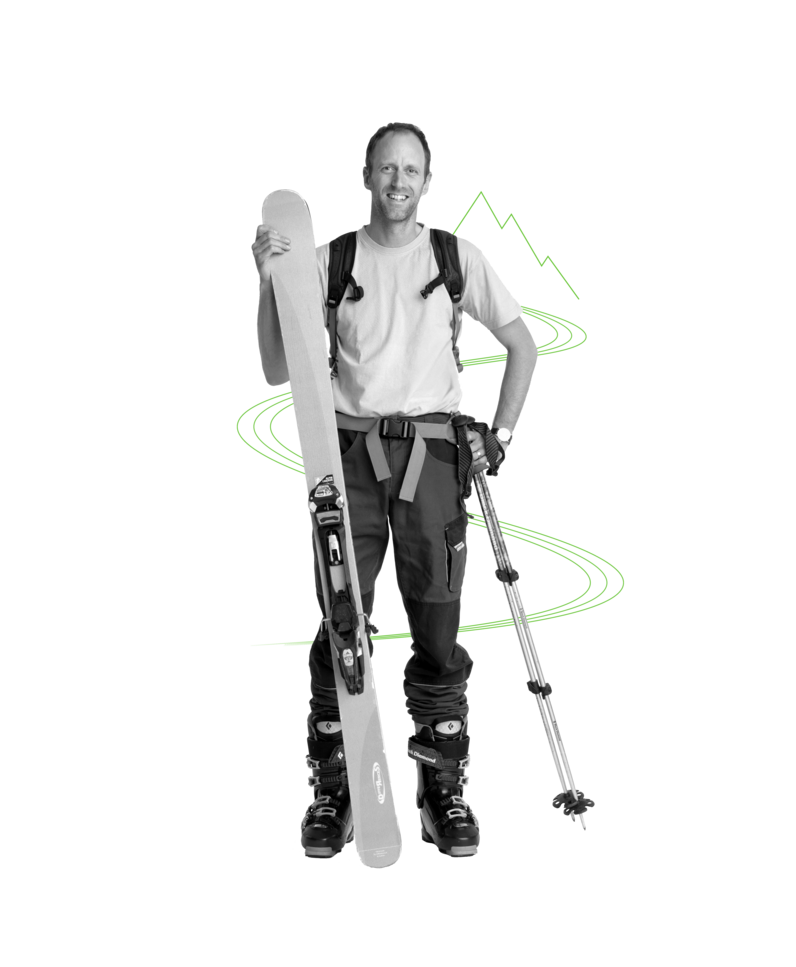 1zu1innovationsmanager Markus Schrittwieser mit seinem Hobby dem Skitourengehen.